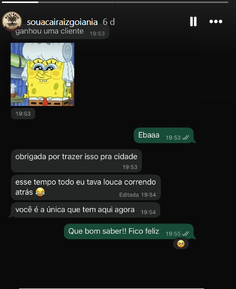 Depoimento de cliente sobre o Açaí Raiz